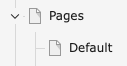 A page tree showing a page called "Pages" folder with a sub-page labeled "Default".
