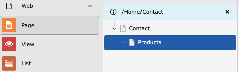 TYPO3 sidebar menu displays three options: Page (highlighted), View, List, and Forms, each with corresponding icons.