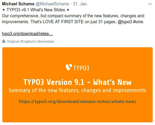 Teaser What's new in TYPO3 v9.1?