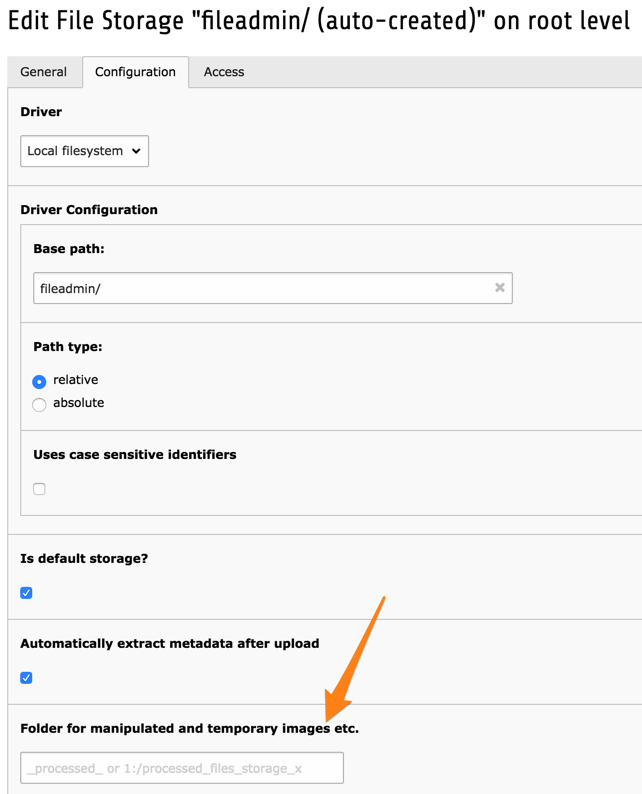 Defining a location for processed files