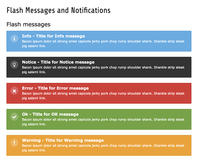 All levels of flash messages