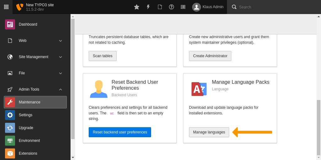 Manage language packs