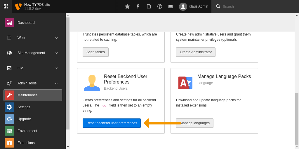 Reset User Preferences
