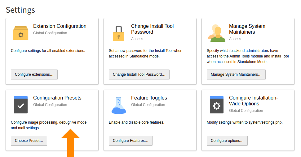 Configuration Presets Card