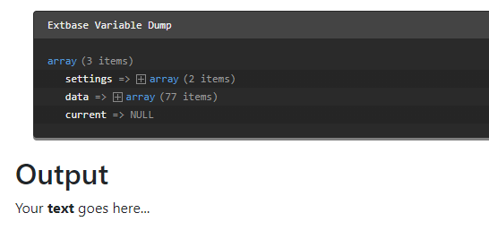 The example output