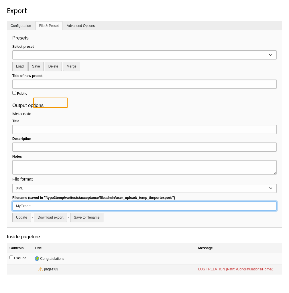 Download the export data