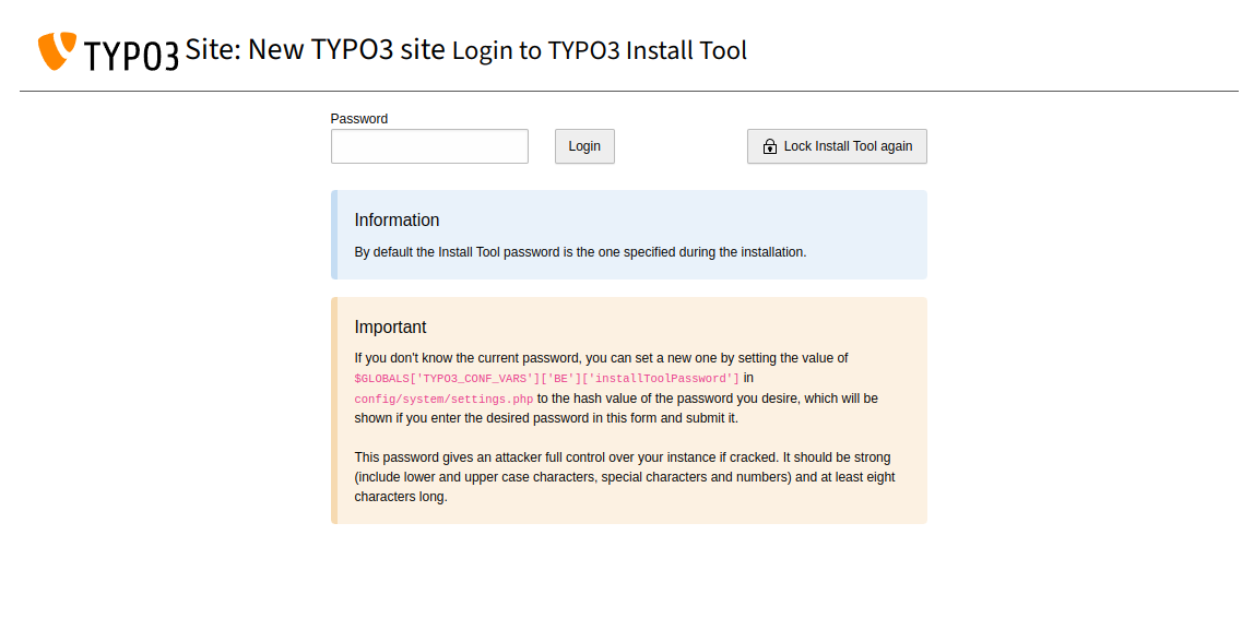 The install tool login