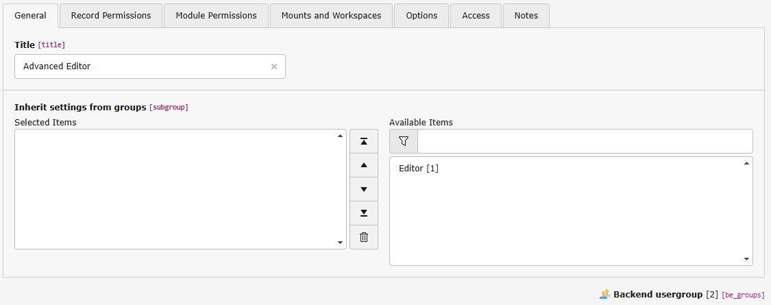 Setting the base information for the new user