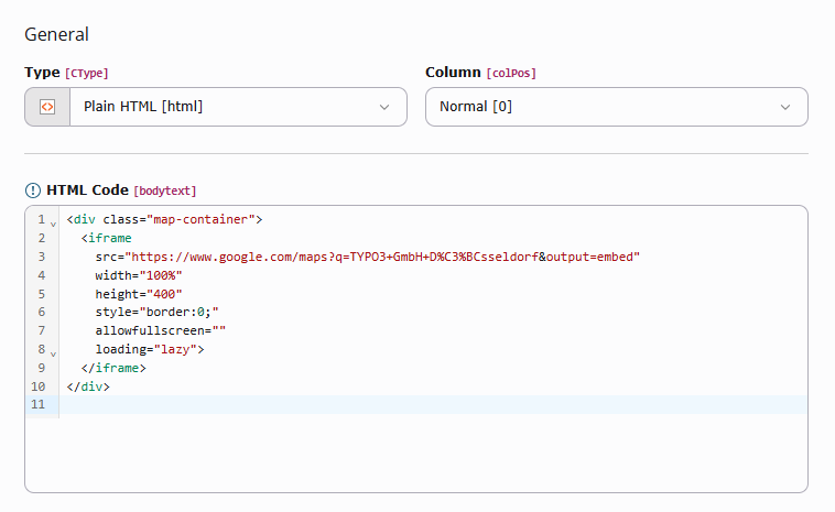 A code editor with syntax highlighting for HTML