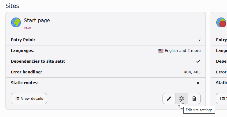 Backend module Site Configuration in overview, found at Sites > Setup