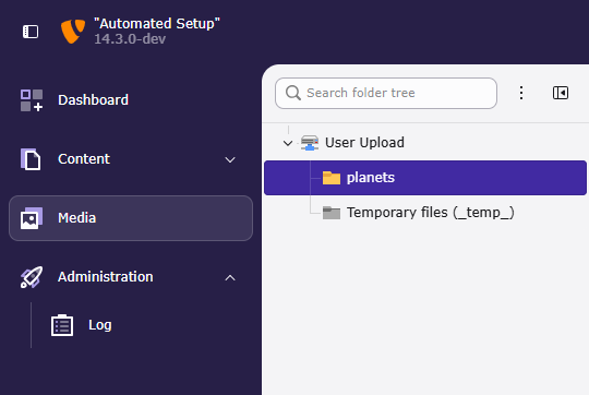The file list with automatically mounted user and group directories