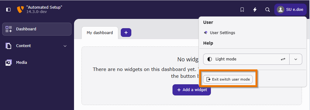 The TYPO3 backend viewed by a standard editor