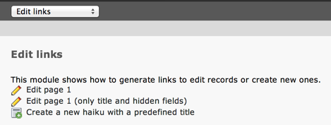 Edit links in the examples BE module
