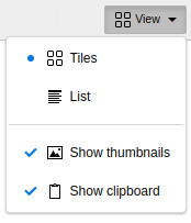 DropDown button component in the File > Filelist module