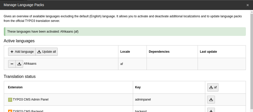 A language has been added