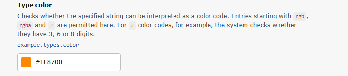 Screenshot of a site setting field of type color