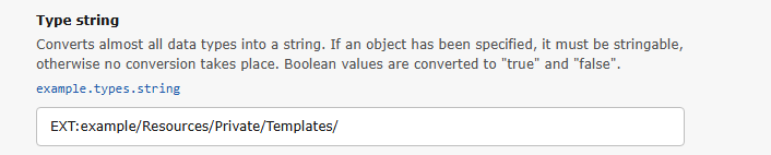 Screenshot of a site setting field of type string