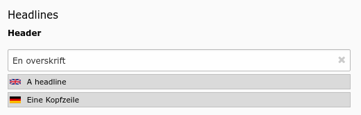 Header field showing values from two other languages