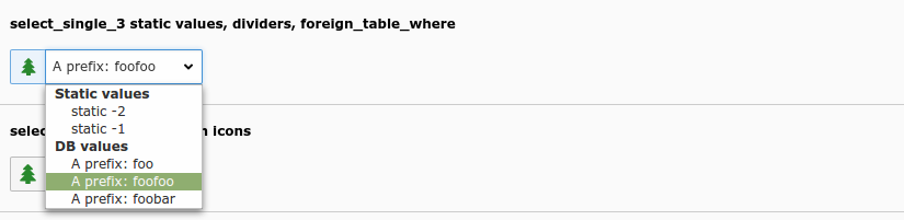 Simple select drop down with static and database values (select_single_3)