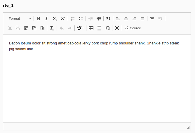 A Rich Text Editor field (rte_1)