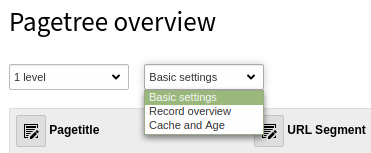 Default entries of Pagetree Overview