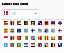 The flag selector of a language record in the backend