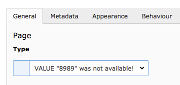 An invalid selector box value is indicated by a warning message