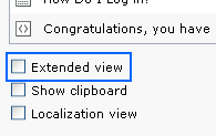 "Extended view" is shown in the list module