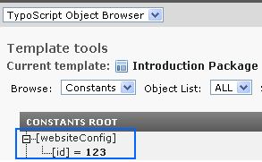 Showing TS constants with the TypoScript Object Browser