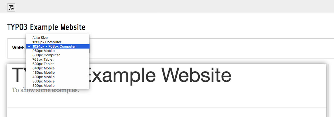 Dropdown menu Width with added frame size called myPreview