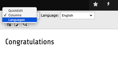 The function menu of the Page module