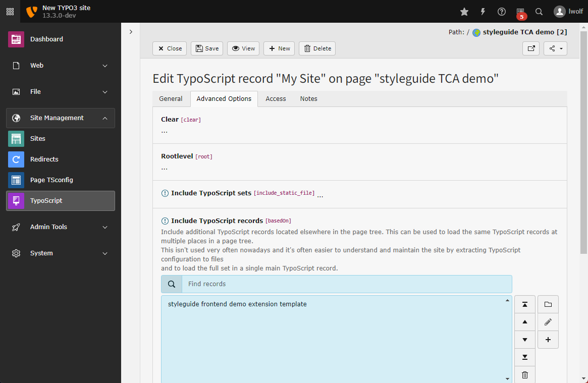 Include TypoScript records