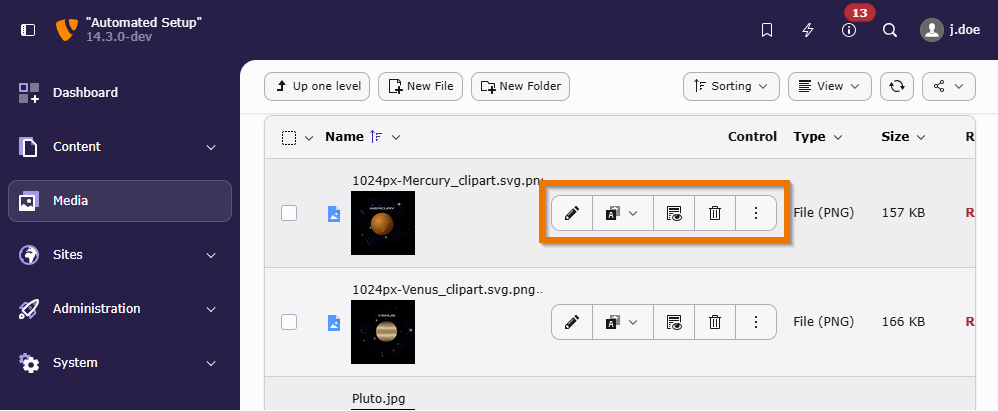 Show primary action with additional copy, cut and replace buttons