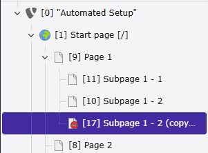 Hidden page with added suffix after copying its original page