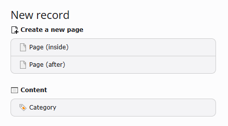 The New record screen after modifying the allowed elements