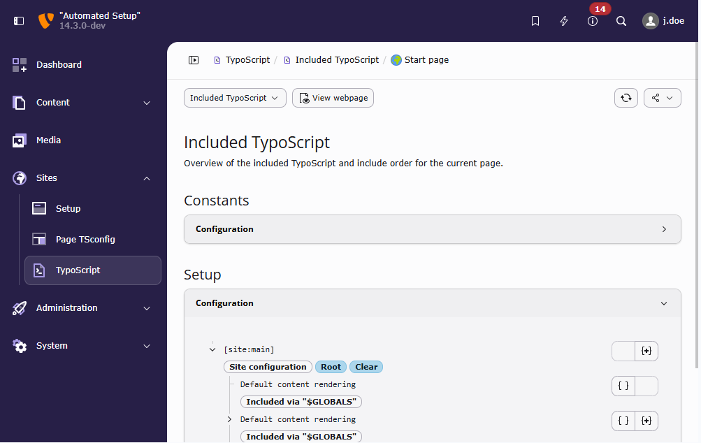 A visual representation of how TypoScript is included.