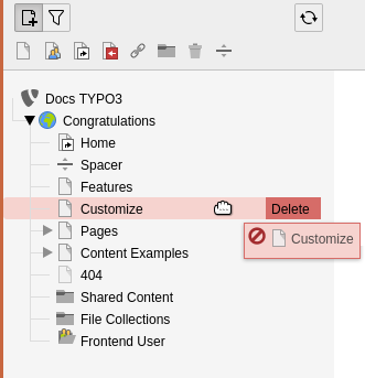 Drag a page to the right to delete it