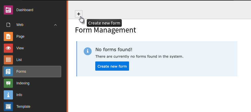 Launching the create new form wizard