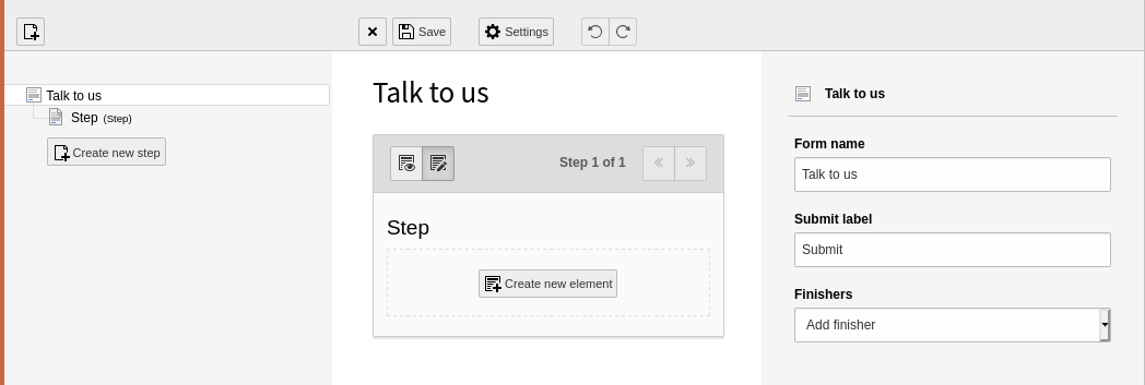 Create a new form from scratch