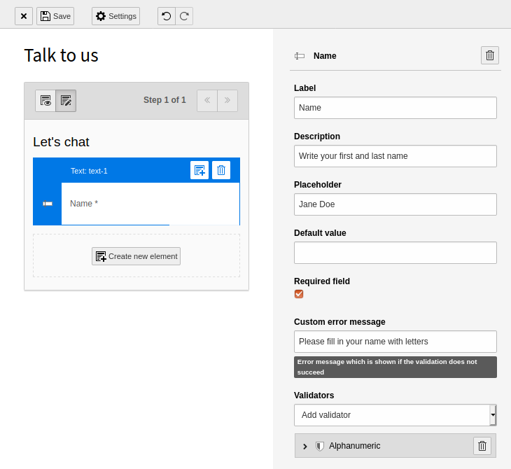 Create a new form from scratch