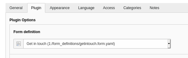 Choose your form on the Plugin tab