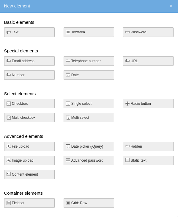 Create a new form from scratch