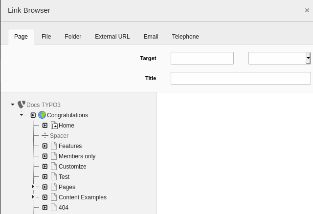 The TYPO3 CMS link browser