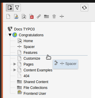 Drag a page to move it on the page tree