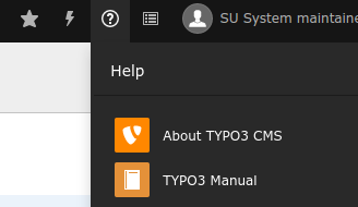 The **TYPO3 Manual** in the :guilabel:`Help` menu