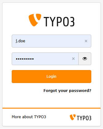 The TYPO3 backend login screen