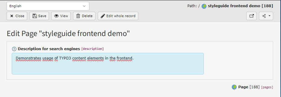 Screenshot of an edit form showing just the description field