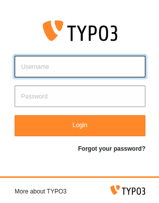 Окно входа во внутренний интерфейс TYPO3