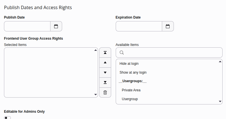 Usergroup access rights
