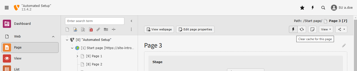 Clear cache for this page